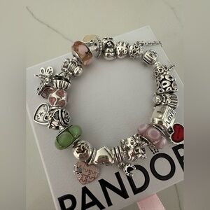 PANDORA Retired Charms & Barrel Clasp Bracelet